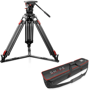 Trépied vidéo professionnel 20 kg, tête fluide, bol de 100 mm, pieds en fibre de carbone