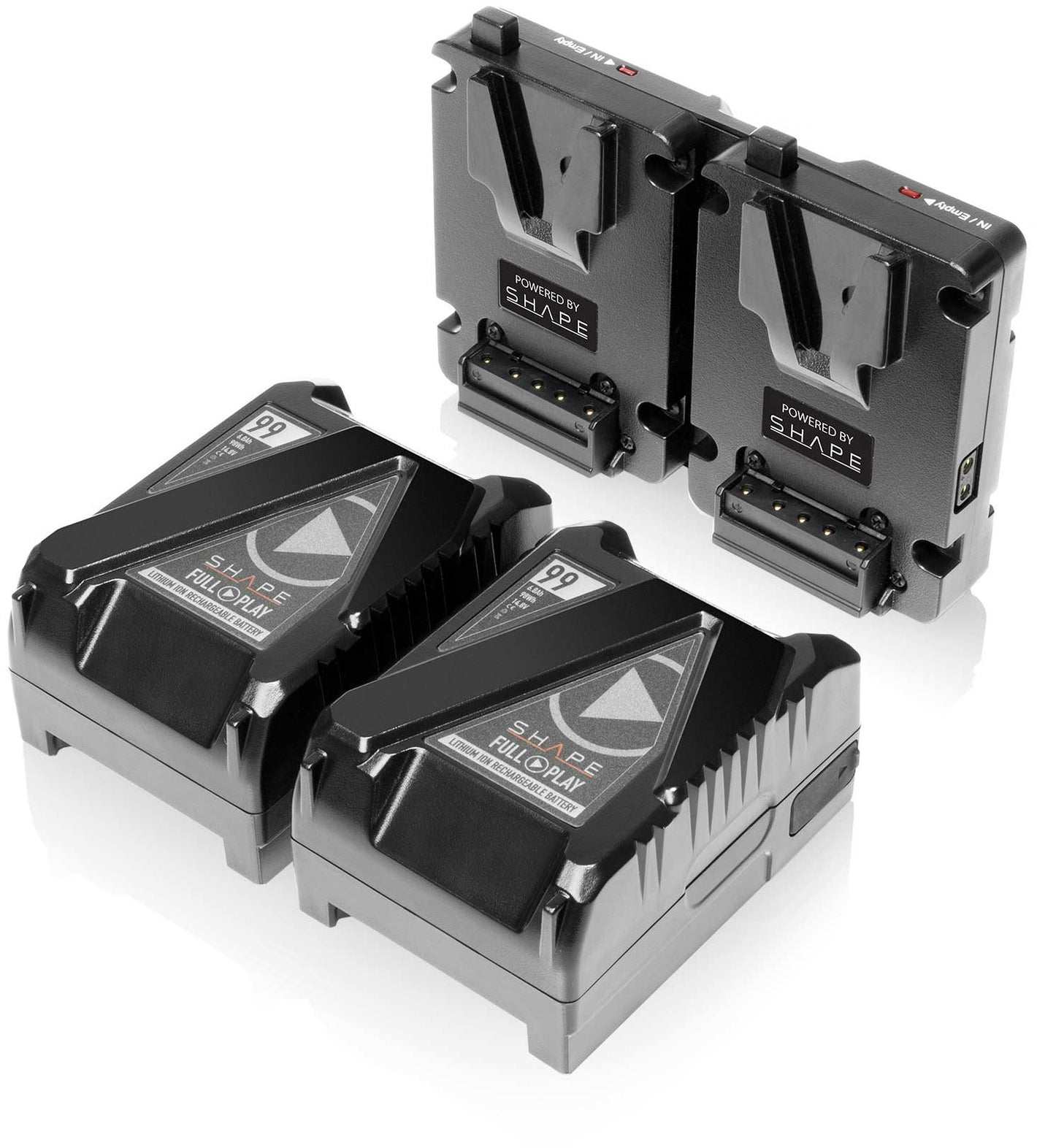 2X Mini V-Mount 99WH Batteries with Dual V-Mount Hot Swap Plate