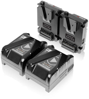 2X Mini V-Mount 99WH Batteries with Dual V-Mount Hot Swap Plate