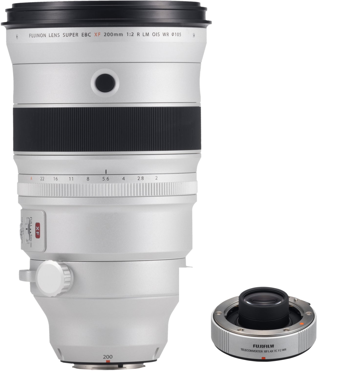 FUJINON XF 200mm F2 R LM OIS WR Lens with FUJINON XF1.4X F2 TC WR Teleconverter