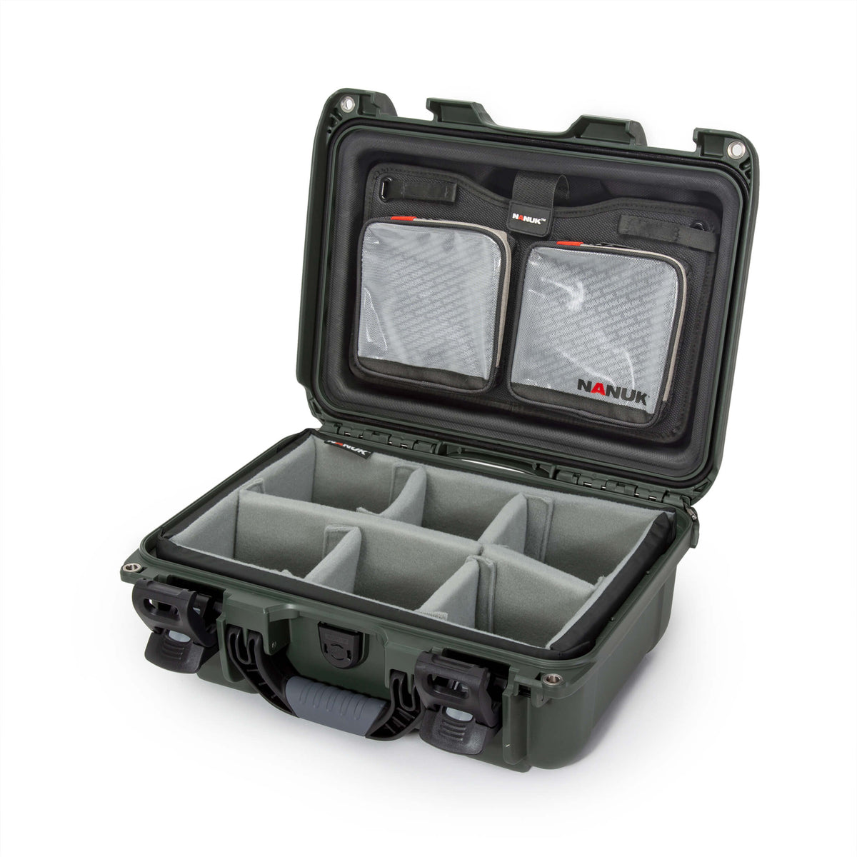 Nanuk Case 915 w/lid org, w/divider - Olive