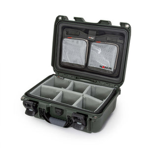 Nanuk Case 915 w/lid org, w/divider - Olive