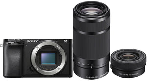 A6100 Interchangeable Lens Camera with E PZ 16-50mm f3.5-5.6 OSS II and E 55-210mm f4.5-6.3 OSS Lenses - Black
