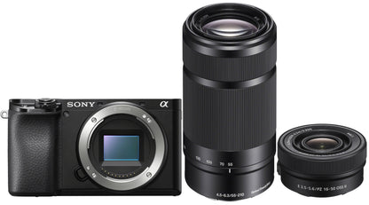 A6100 Interchangeable Lens Camera with E PZ 16-50mm f3.5-5.6 OSS II and E 55-210mm f4.5-6.3 OSS Lenses - Black
