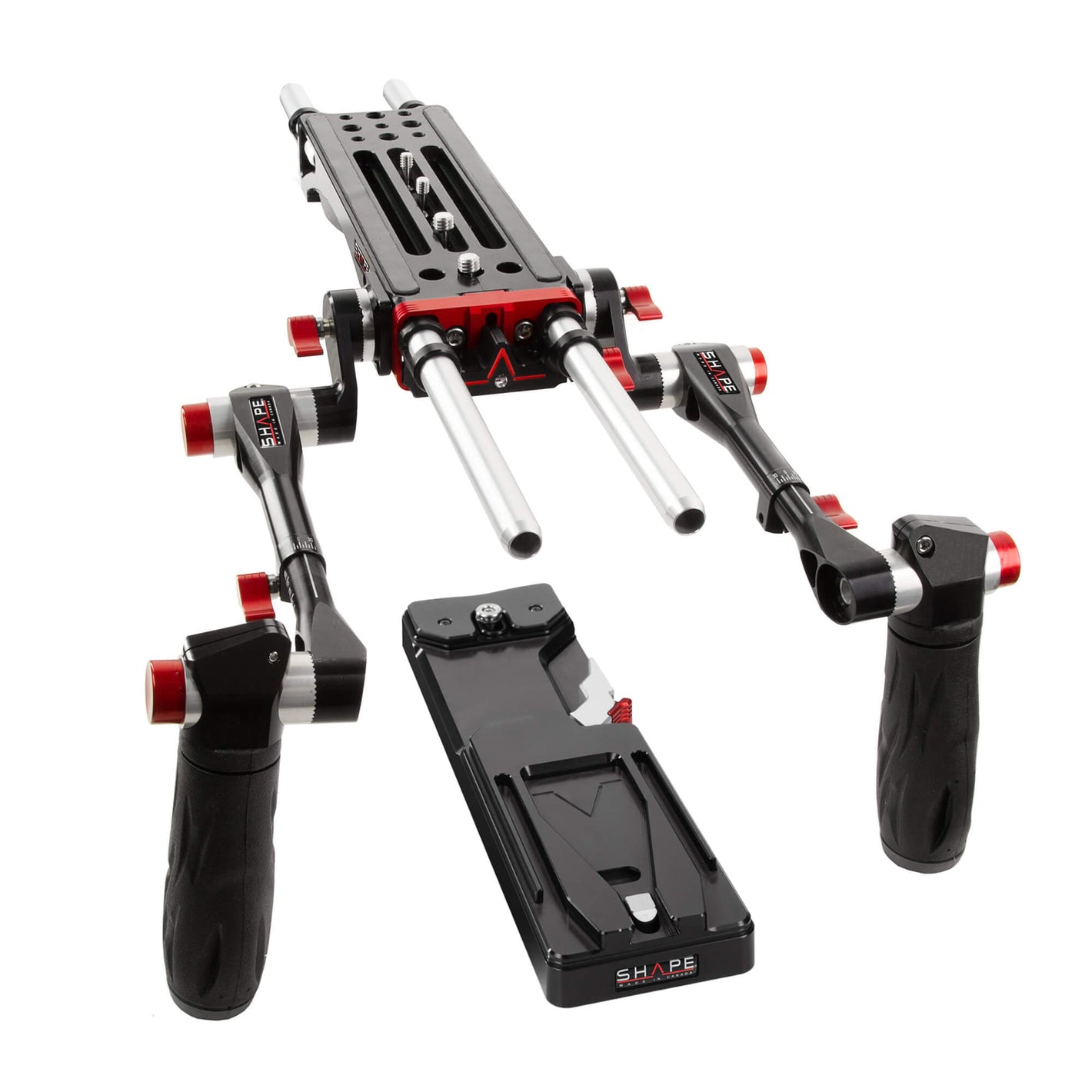8000 v-lock quick release baseplate BP0008 - tripod plate and Telescopic ARRI rosettes handles
