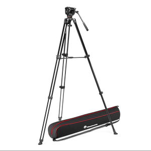 Video Alu Tripod with 500X Fluid Head for Cameras (Black)