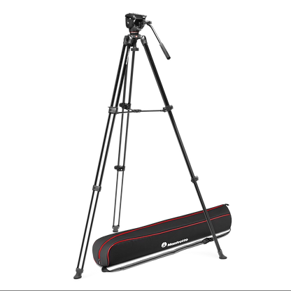 Video Alu Tripod with 500X Fluid Head for Cameras (Black)